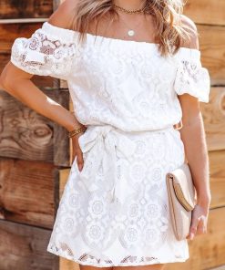 Lace Off Shoulder Street Pat Dress