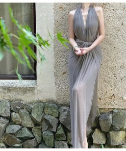 Women's Chiffon V-neck Halter Dress